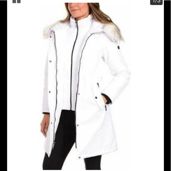 NWT,1 MADISON EXPEDITION Fur Trim parka white - Picture 3 of 17